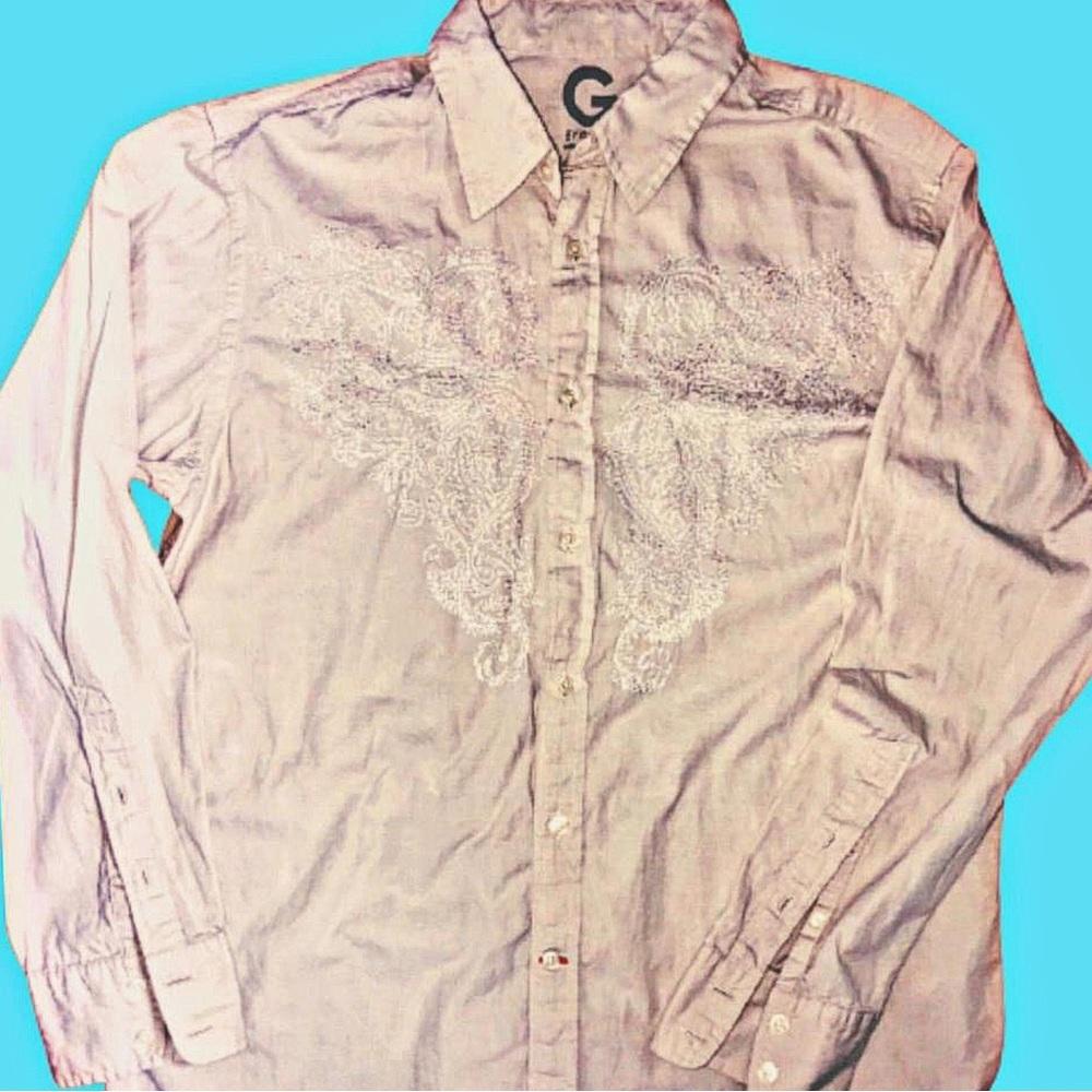 Pre-owned Men’s Beige Guess Button-Up Long-Sleeve Shirt (Size XL)